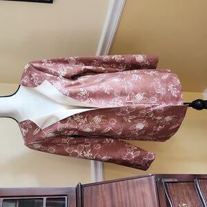 Denim & Co Natural Printed Faux Suede Open Autumn Jacket NWOT Size M ❤️